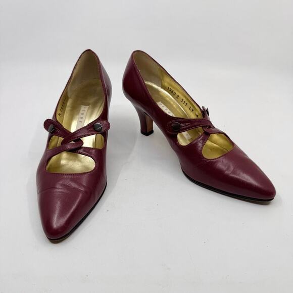 Vintage PERRY ELLIS Burgundy Pumps - Picture 1 of 11